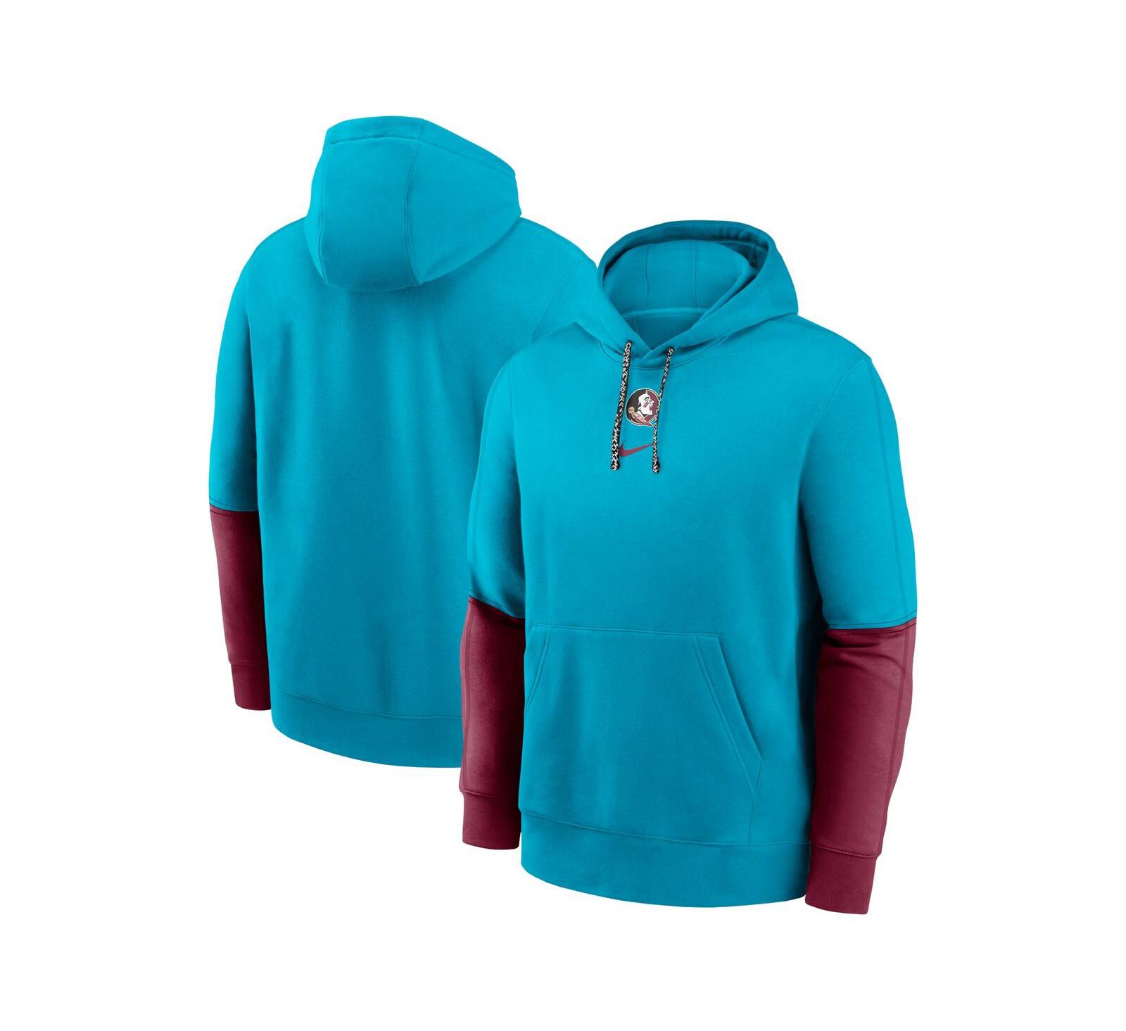 Мужская толстовка Nike Turquoise/Garnet Florida State Seminoles 2024 Sideline Club Fleece Pullover Hoodie