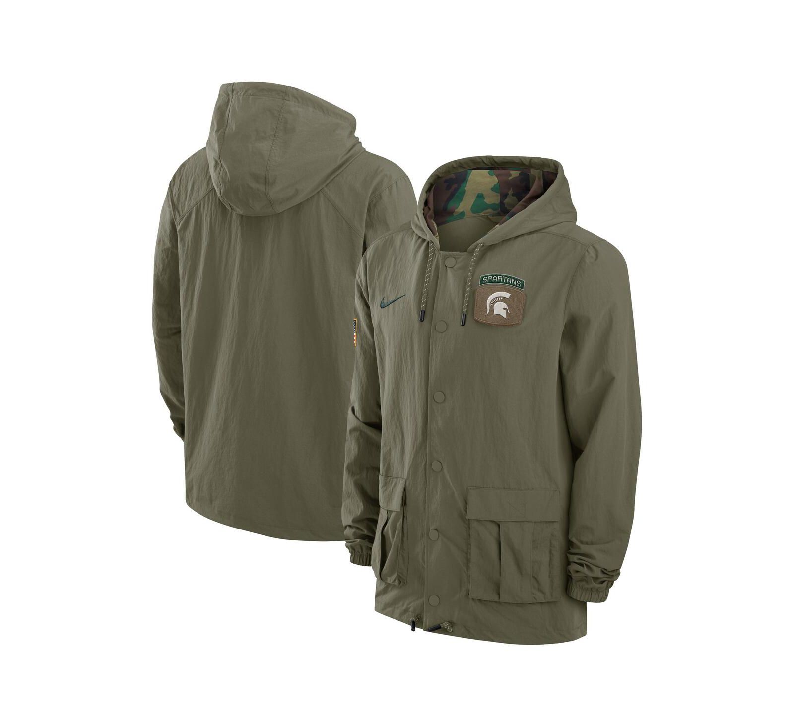 Nike Мужской худи Michigan State Spartans 2024 Military Appreciation Full-Snap Military Jacket Olive/Camo
