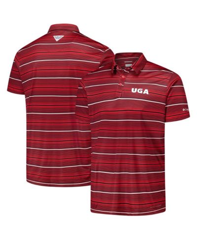 Мужская рубашка-поло Columbia Men's Red Georgia Bulldogs PFG Super Terminal Tackle Omni-Shade Stripe