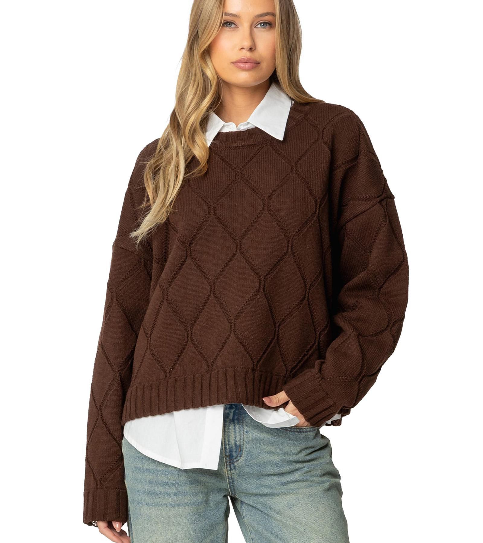 Edikted Women's Cass Oversized Textured Knit Sweater