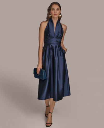 Donna Karan New York Женское коктейльное платье миди A-line из тафты с халтер-вырезом