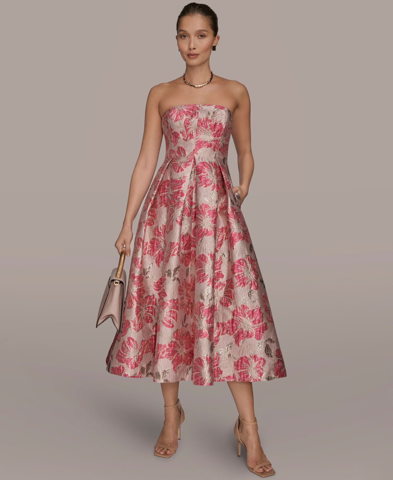 Женское платье Donna Karan New York Jacquard Strapless A-Line