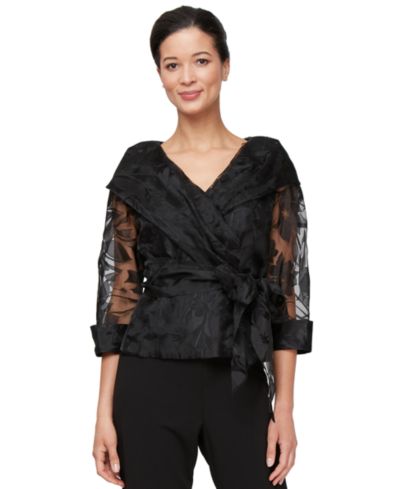 Женская блузка Alex Evenings Portrait-Neck Burnout-Organza