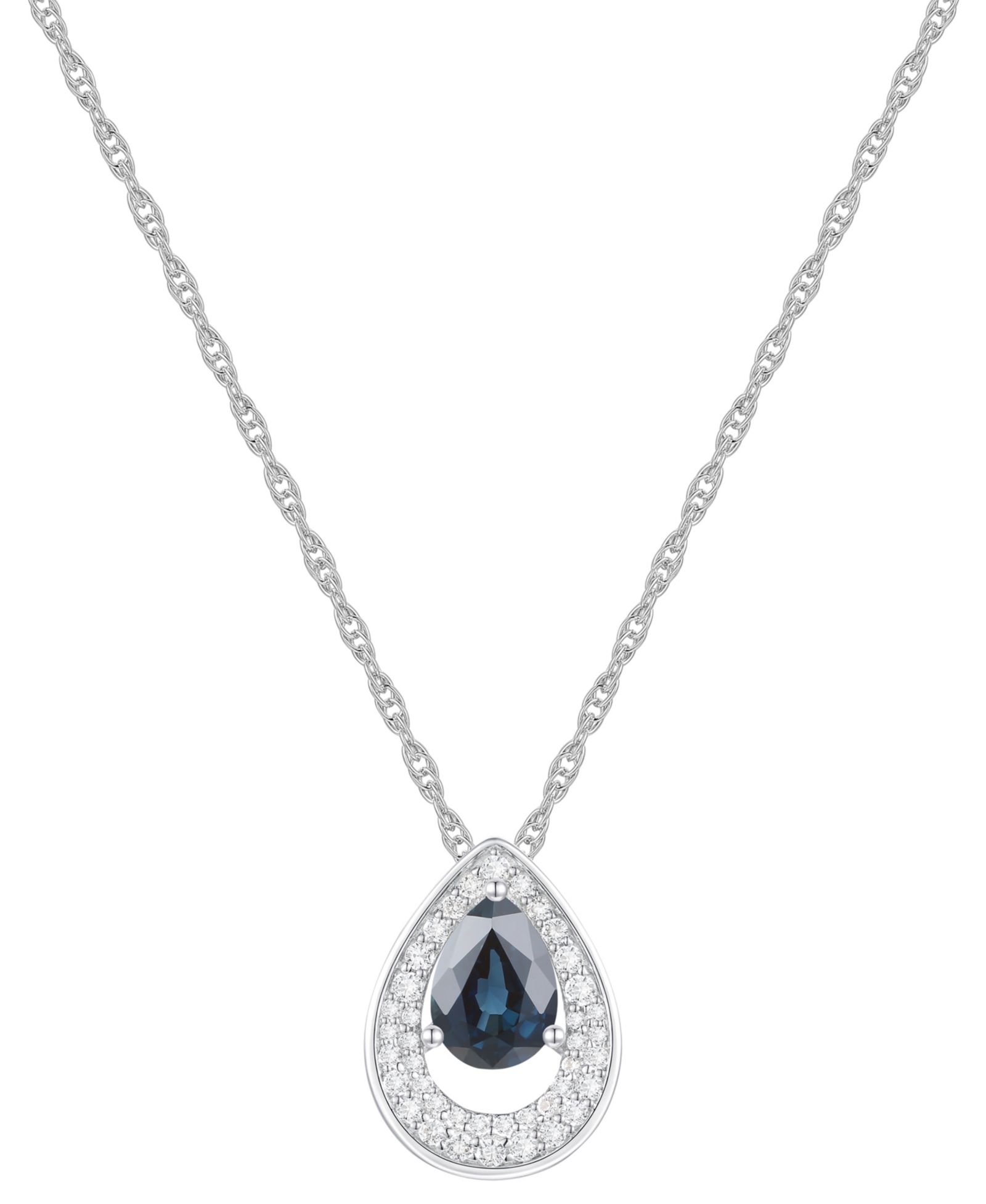 Подвеска-кулон Macy's Sapphire (7/8 ct. t.w.) & Diamond (1/5 ct. t.w.) Pear в 14k White Gold