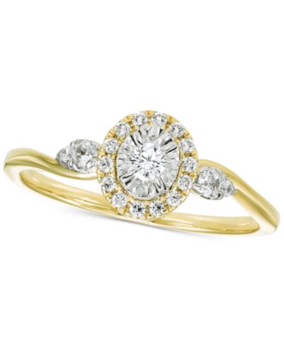 Помолвочное кольцо с бриллиантовым ореолом и вихрем (1/4 ct. t. w.) из двухцветного золота 14k