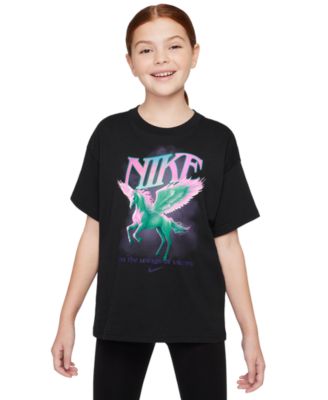 Nike Big Girls спортивная хлопковая футболка с принтом