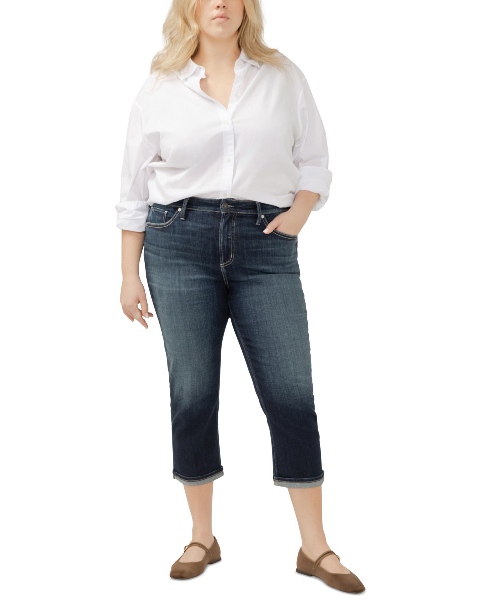 Silver Jeans Co. Plus Size Avery Cuffed Denim Jeans