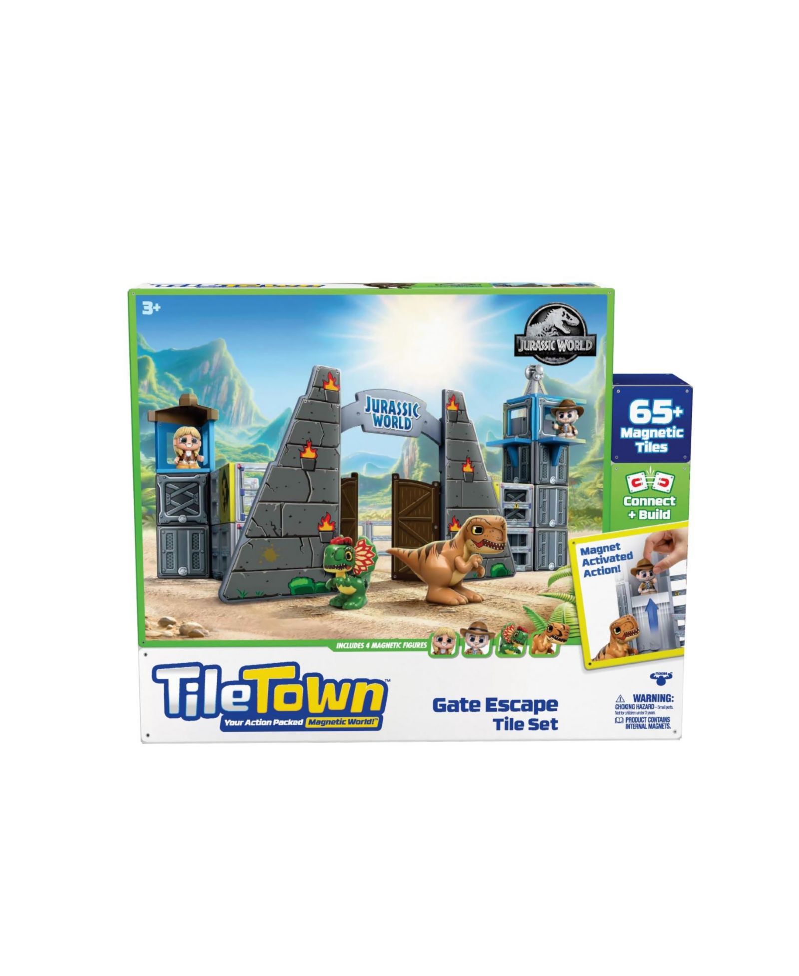 Магнитный конструктор Tile Town Jurassic World Dino Escape, 69 деталей