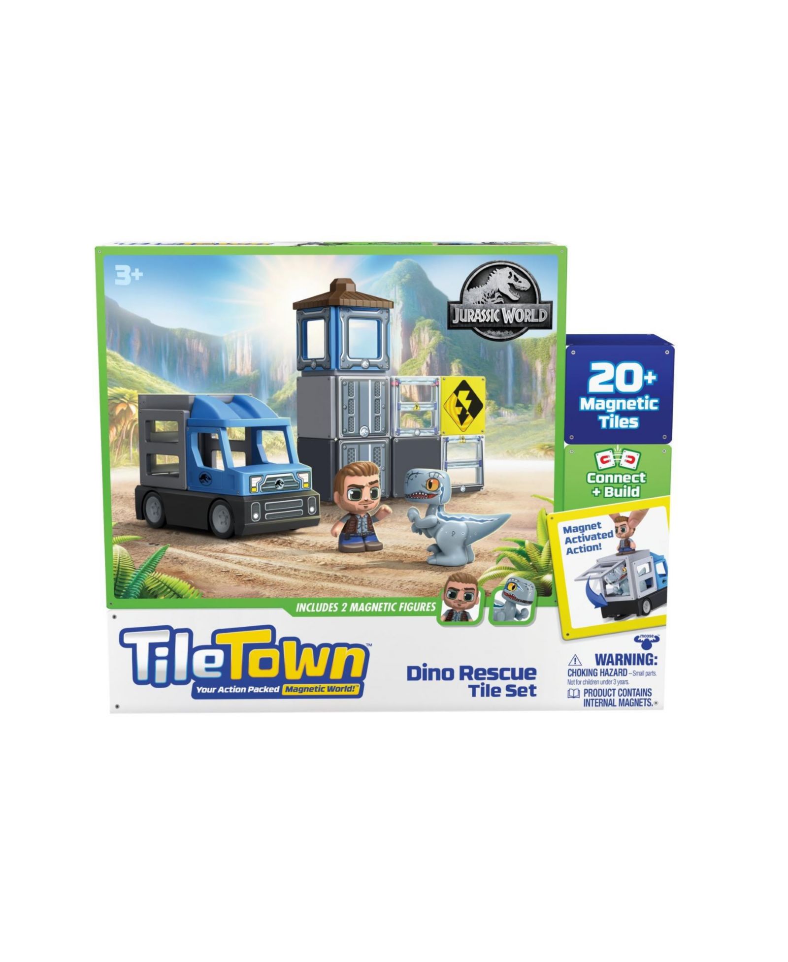 Набор магнитных плиток Tile Town Jurassic World Dino Rescue, 22 шт.