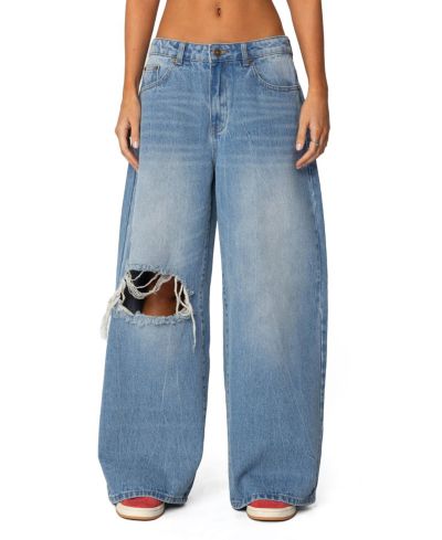 Edikted Женские Distressed Low Rise Baggy Jeans