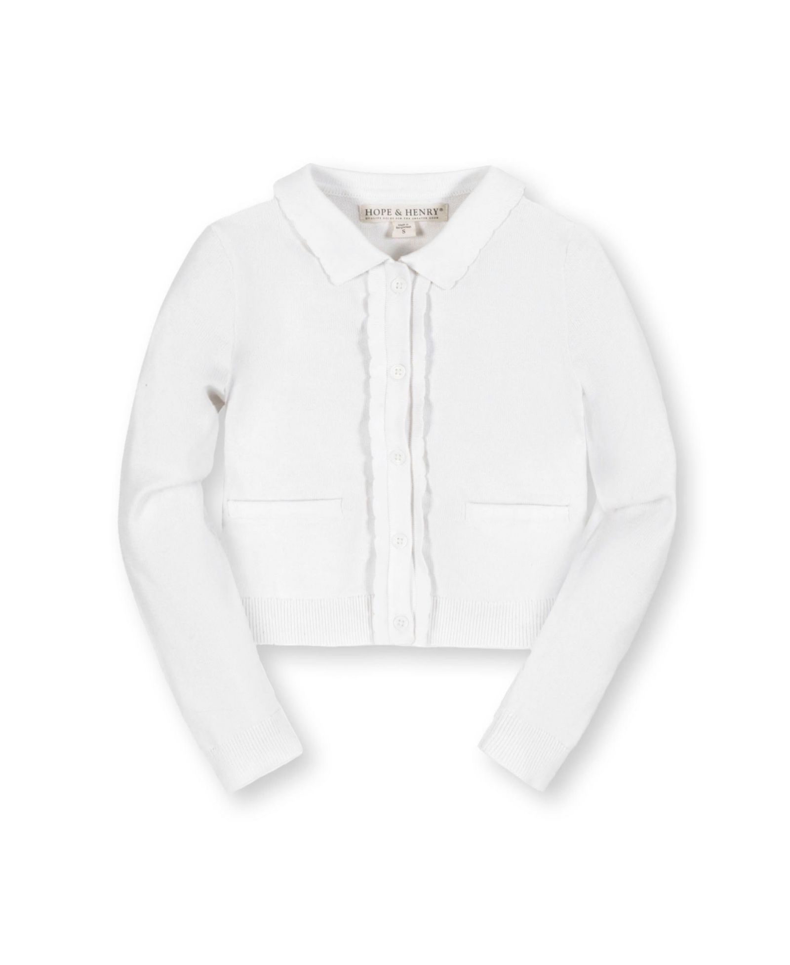 Детский кардиган Hope & Henry Organic Long Sleeve Scallop Detail Sweater
