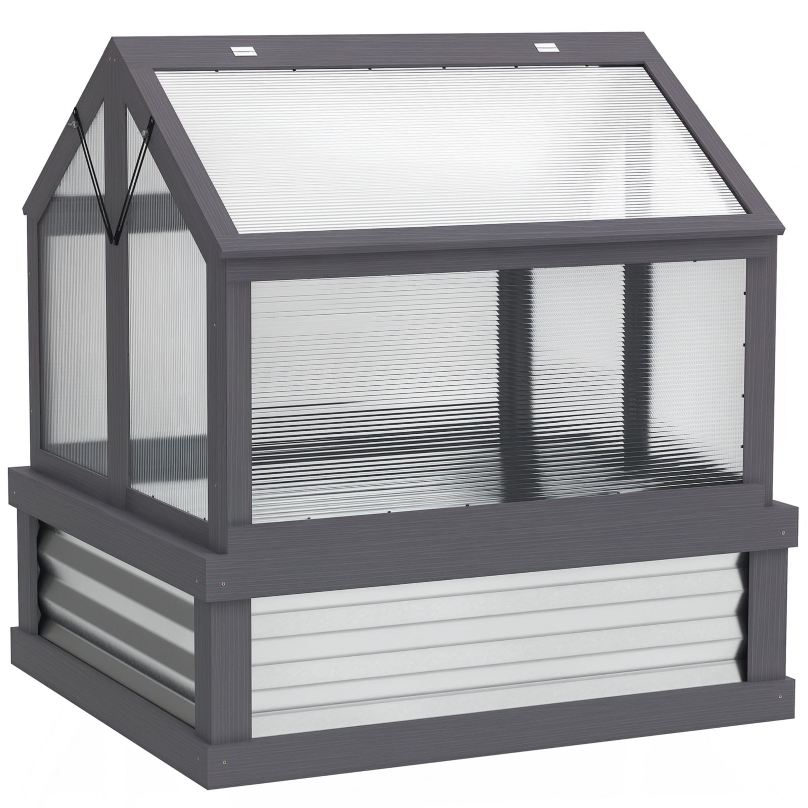 Outsunny Raised Garden Bed with Wooden Cold Frame, 35.5" x 31.5" x 36"