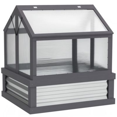 Outsunny Raised Garden Bed with Wooden Cold Frame, 35.5" x 31.5" x 36"