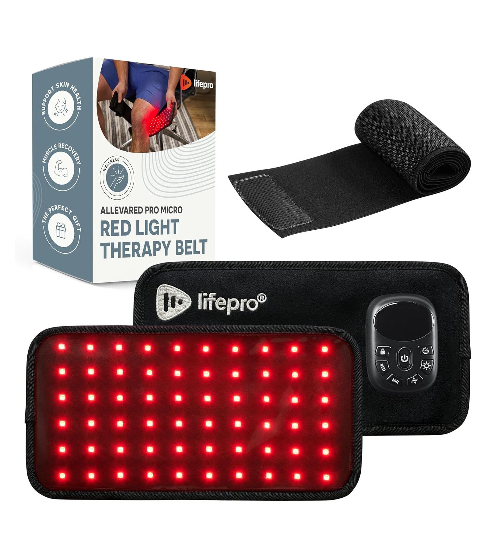 Пояс для светотерапии Lifepro Red Light Therapy Belt – 660nm & 850nm инфракрасная грелка для тела, спины, плеч и бедер, беспроводной пояс для снятия боли и оздоровления