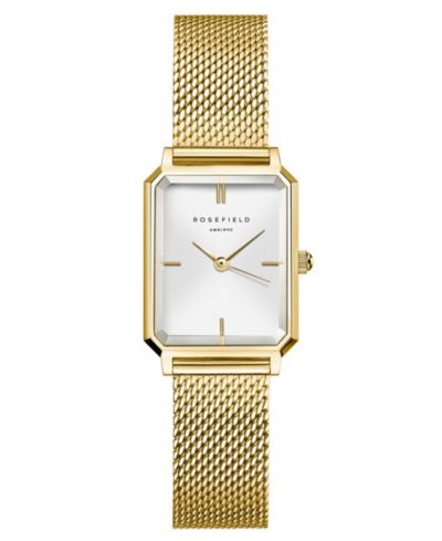 ROSEFIELD Octagon Women's Gold Tone Stainless Steel Mesh Bracelet Watch 24mm