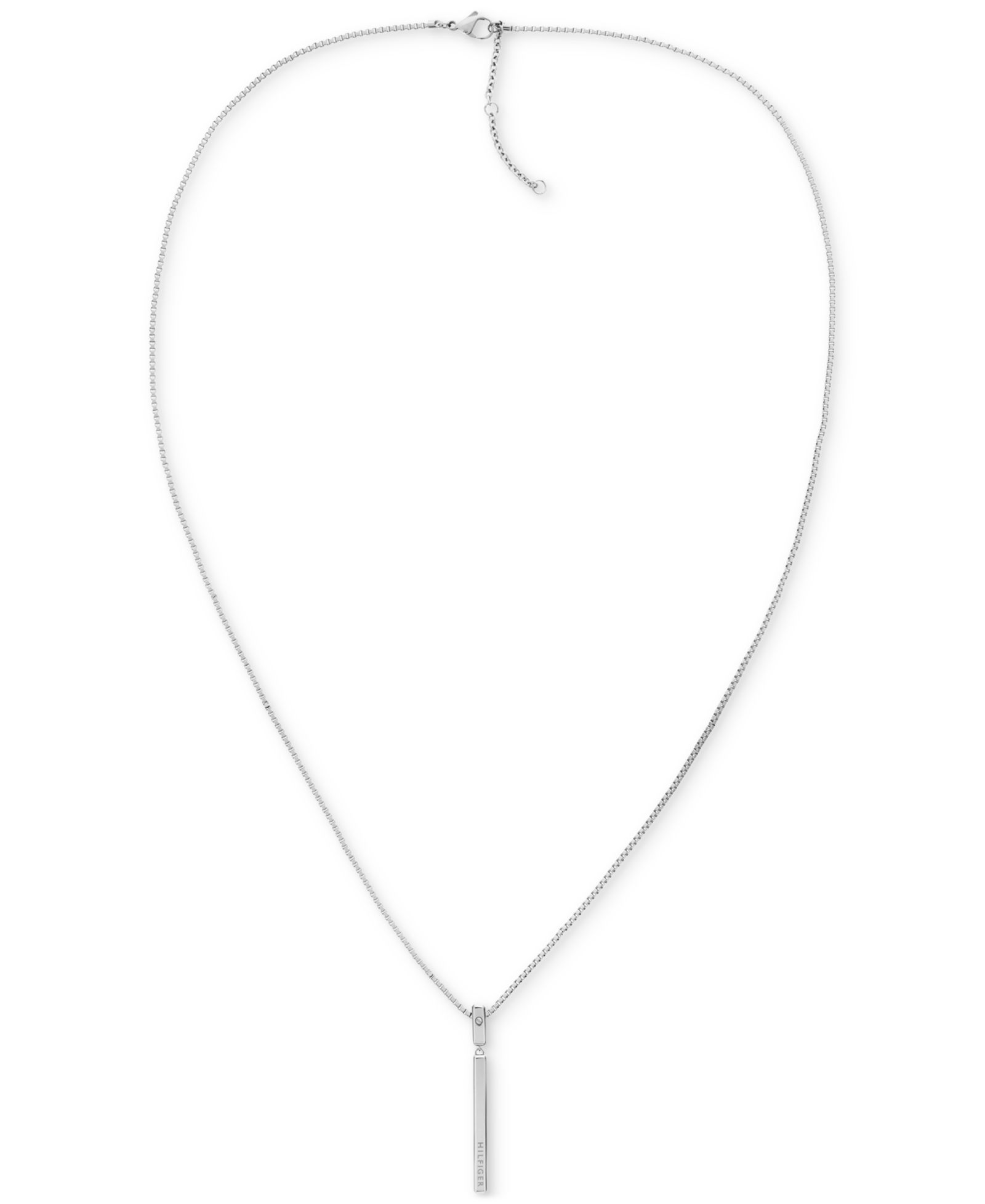 Tommy Hilfiger Linear Logo Bar Necklace, 26" + 2" extender