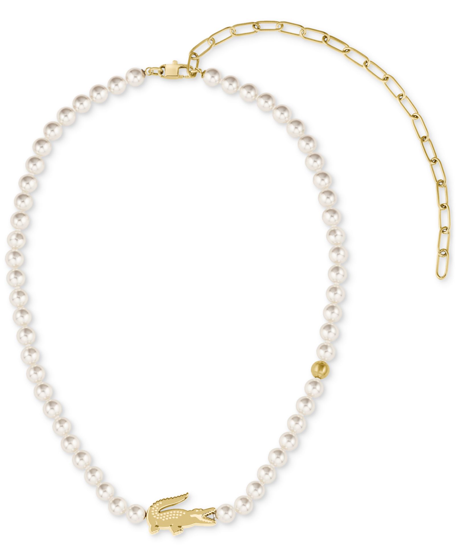 Ожерелье Lacoste Gold-Tone Matchpoint Imitation Pearl Strand, 16-1/3" + 2-1/2" extender