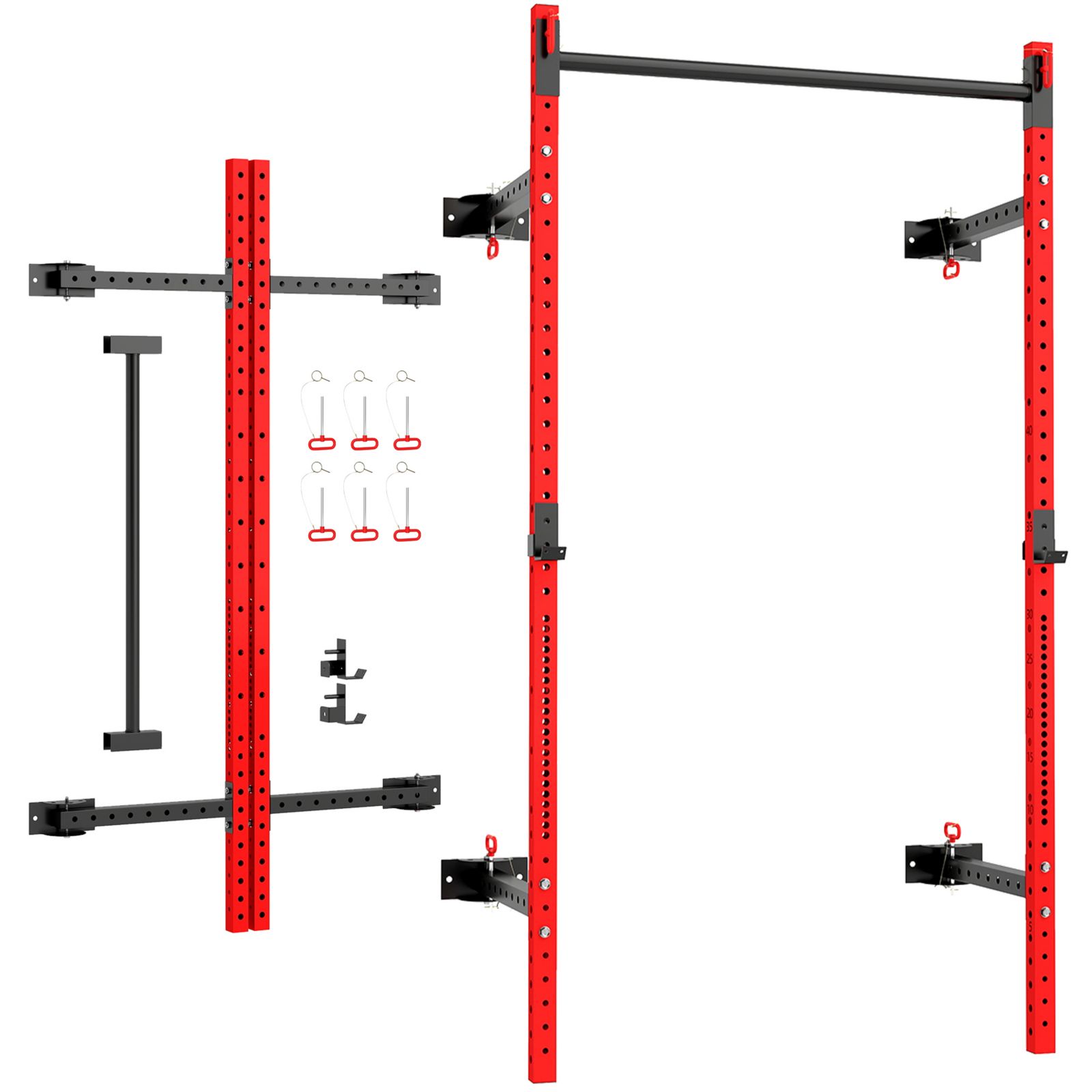 Soozier Folding Squat Rack with Pull Up Bar, 1000 Pounds Capacity,