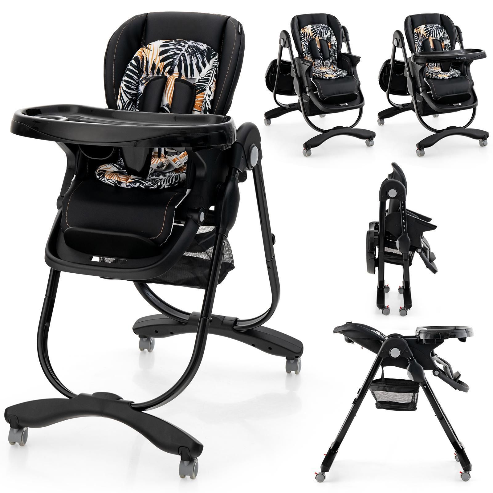 GOUUN Folding Baby High Chair with Rolling Wheels and 7 Heights