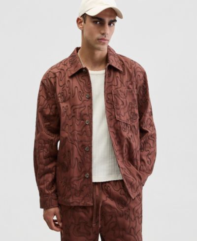 Mode of One Men's Floral Embroidered Cotton Shacket, Exclusively at Macy's