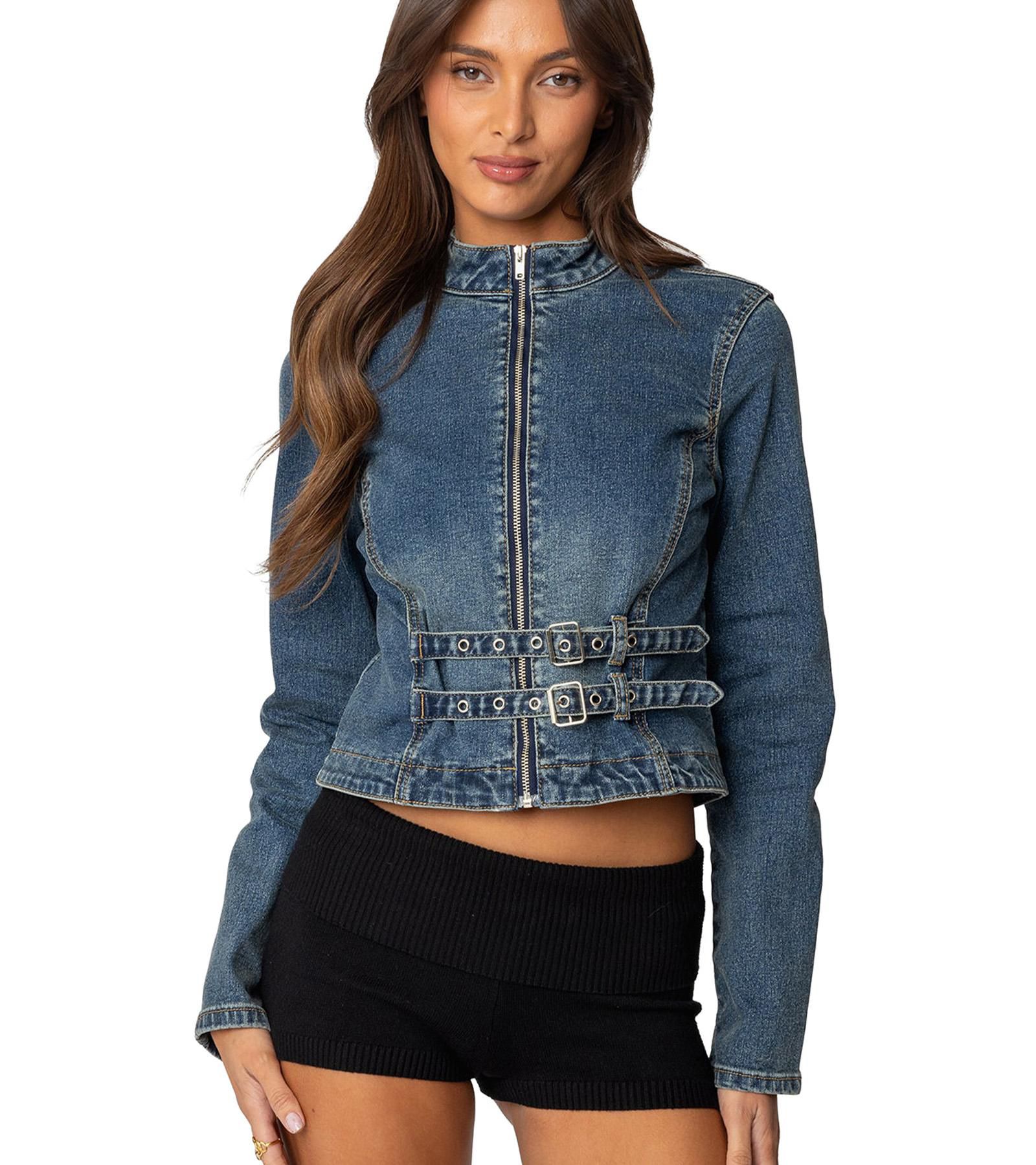 Женская джинсовая куртка Edikted Double Buckle