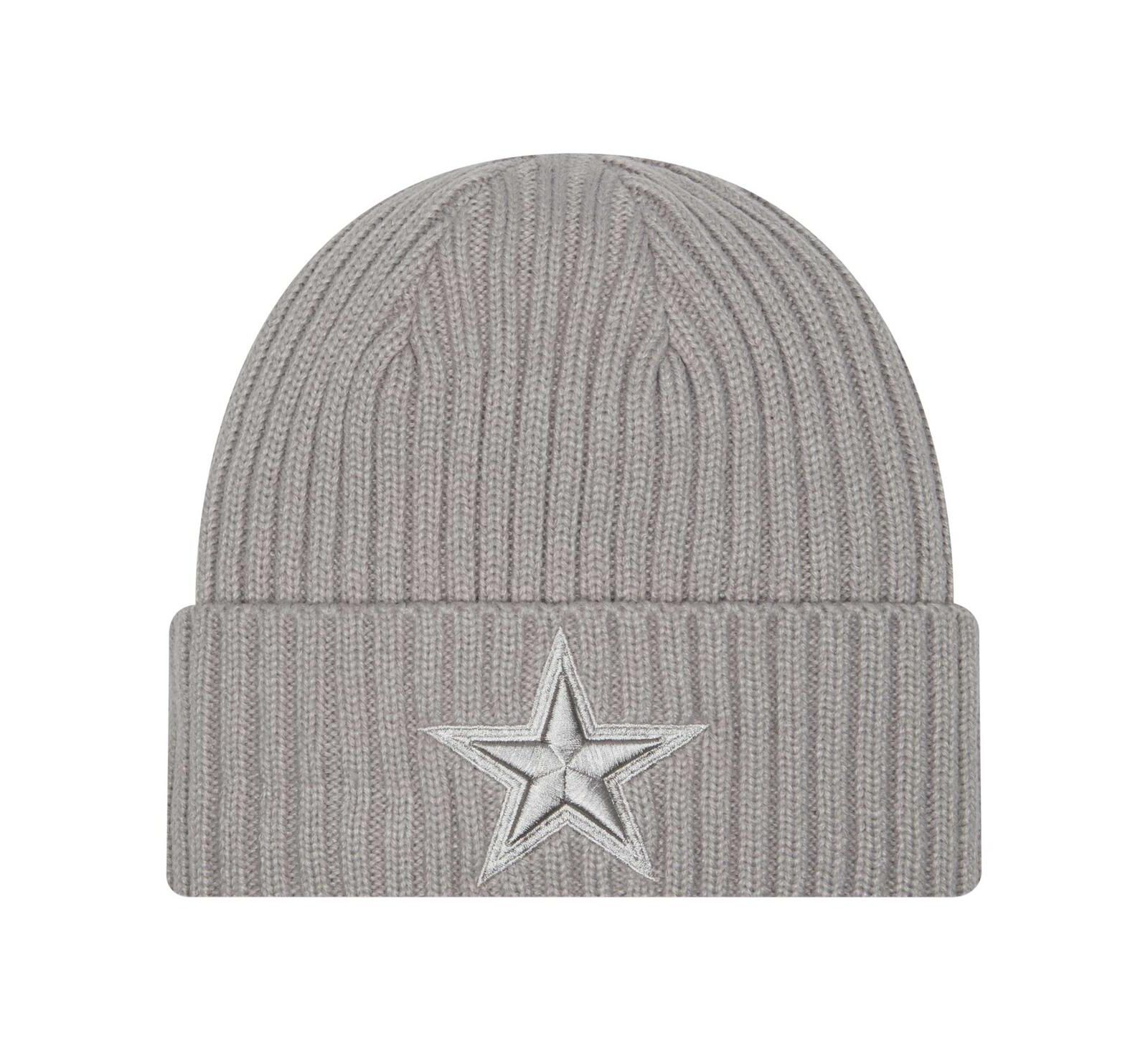Мужская вязаная шапка New Era Gray Dallas Cowboys Color Pack с отворотом