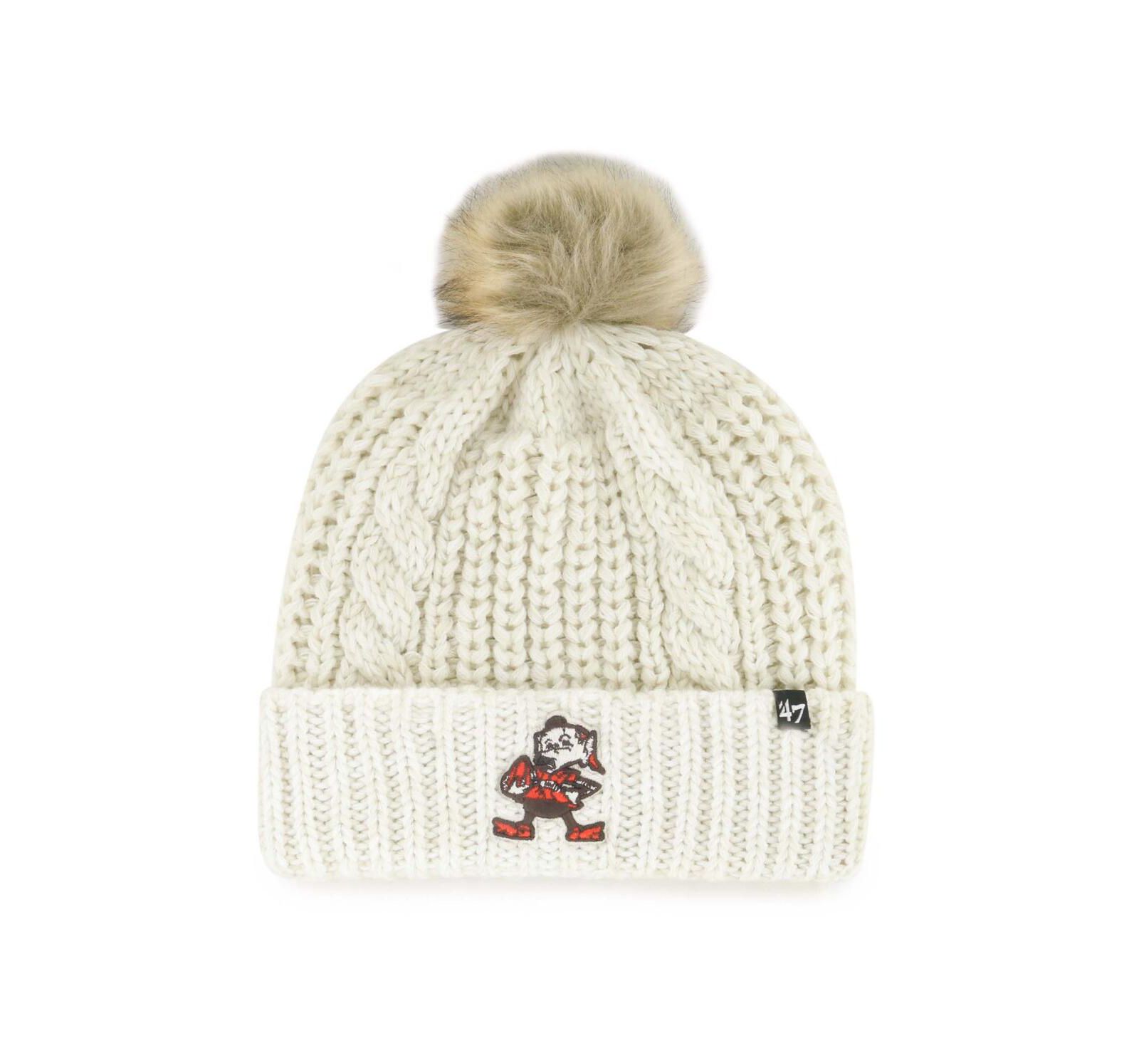 '47 Brand Женская вязаная шапка Meeko с помпоном, цвет Cream, Cleveland Browns