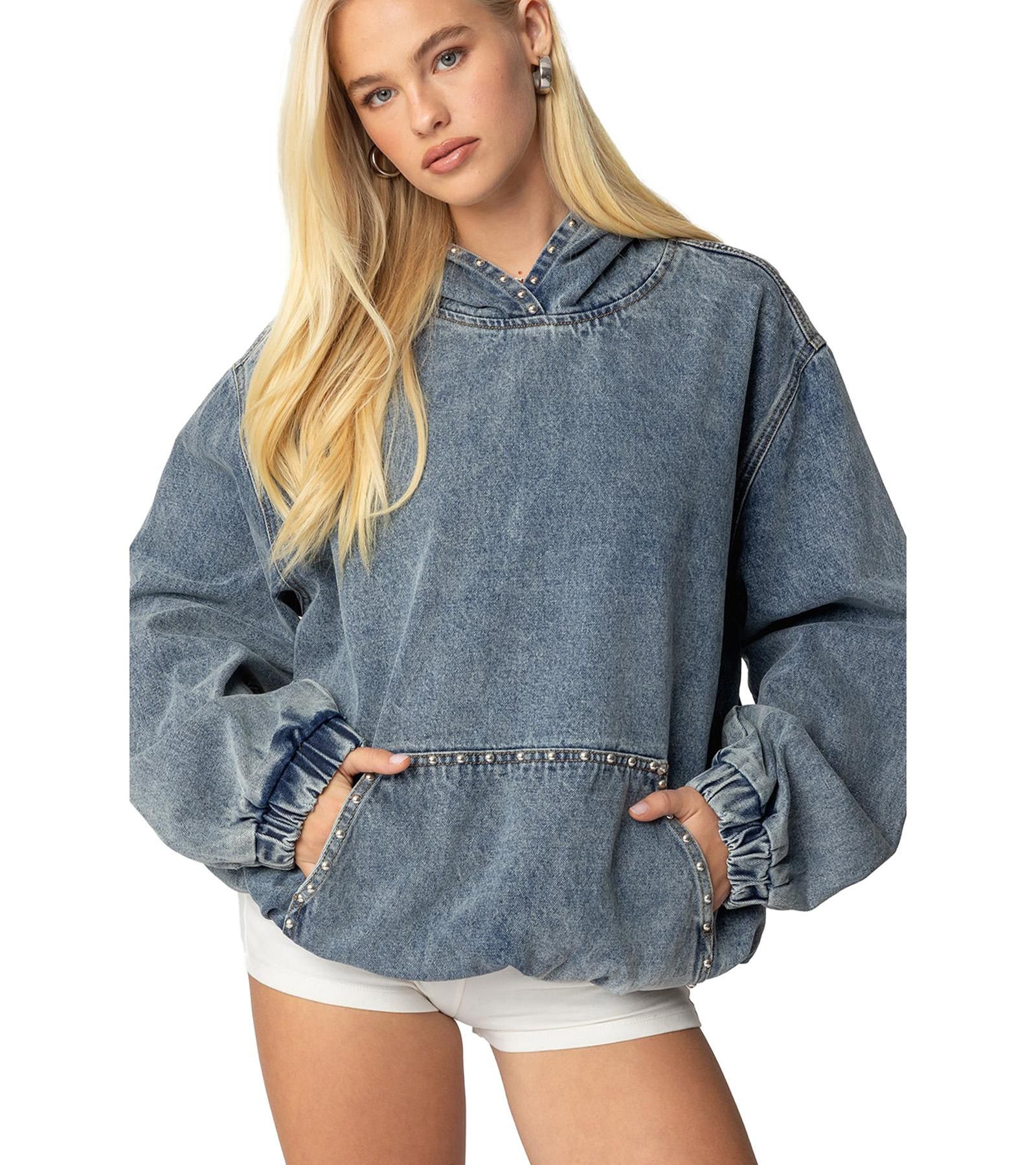 Женское оверсайз худи Edikted Marney Studded Denim