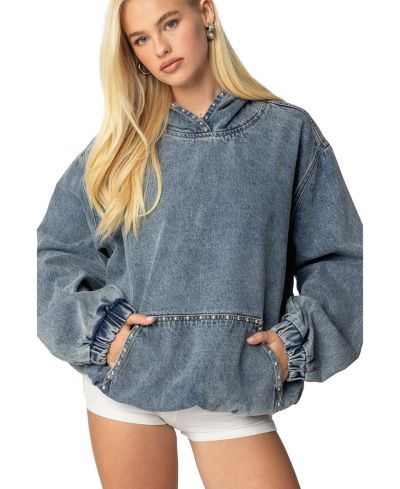 Женское оверсайз худи Edikted Marney Studded Denim