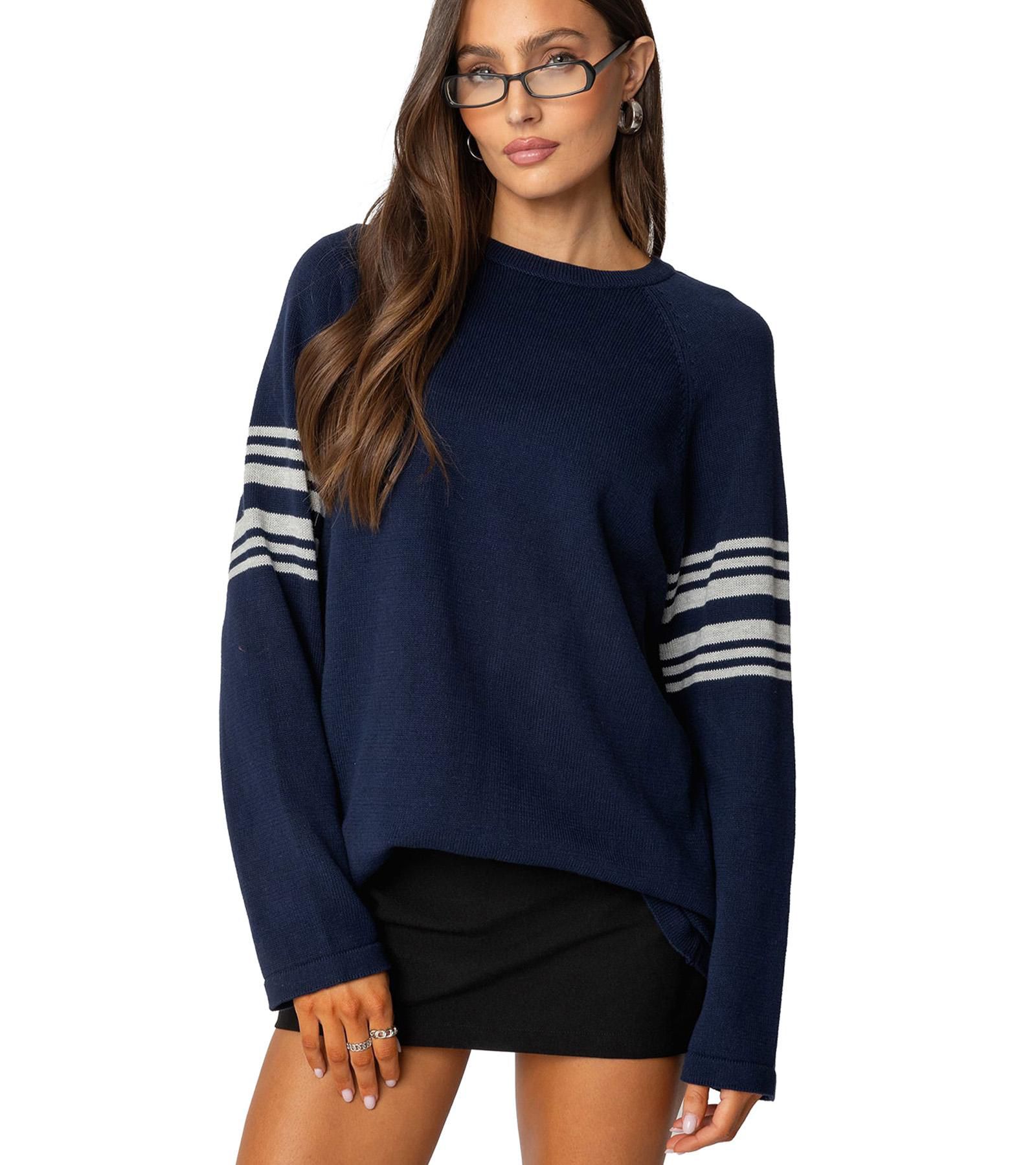 Edikted Women's Contrast Stripe Oversized Knit Top