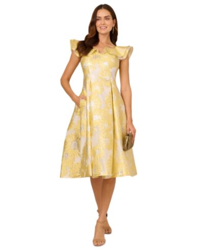 Adrianna Papell Women's Boat-Neck Flutter-Sleeve Dress