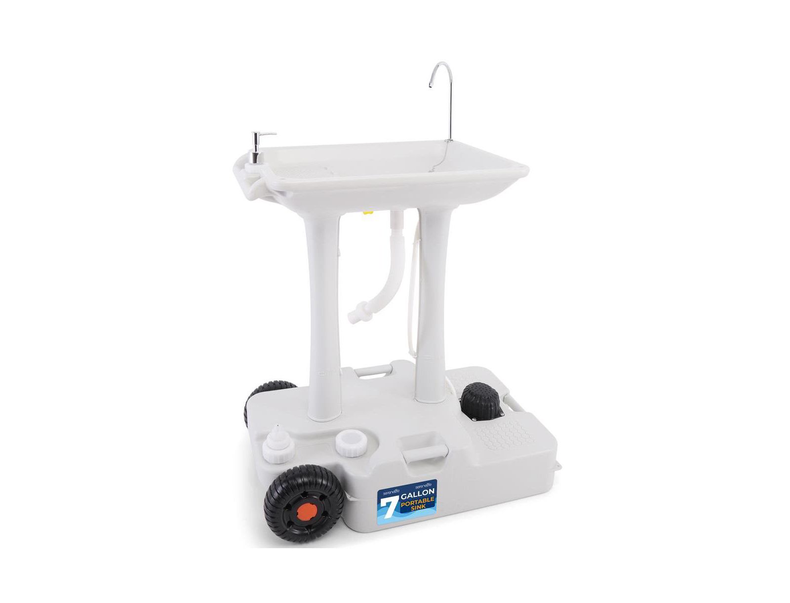 SereneLife Portable Handwash Sink Station with Wheels & Foot Pump (7+ Gal.)