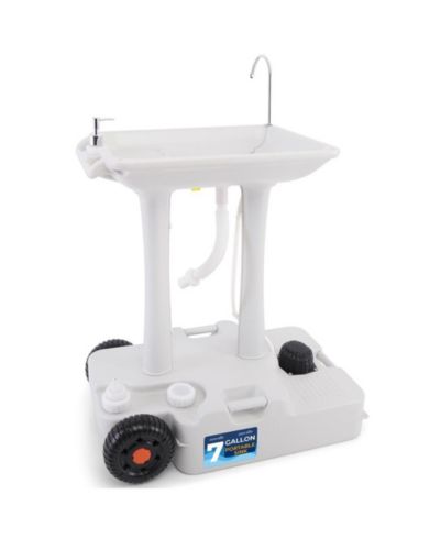 SereneLife Portable Handwash Sink Station with Wheels & Foot Pump (7+ Gal.)
