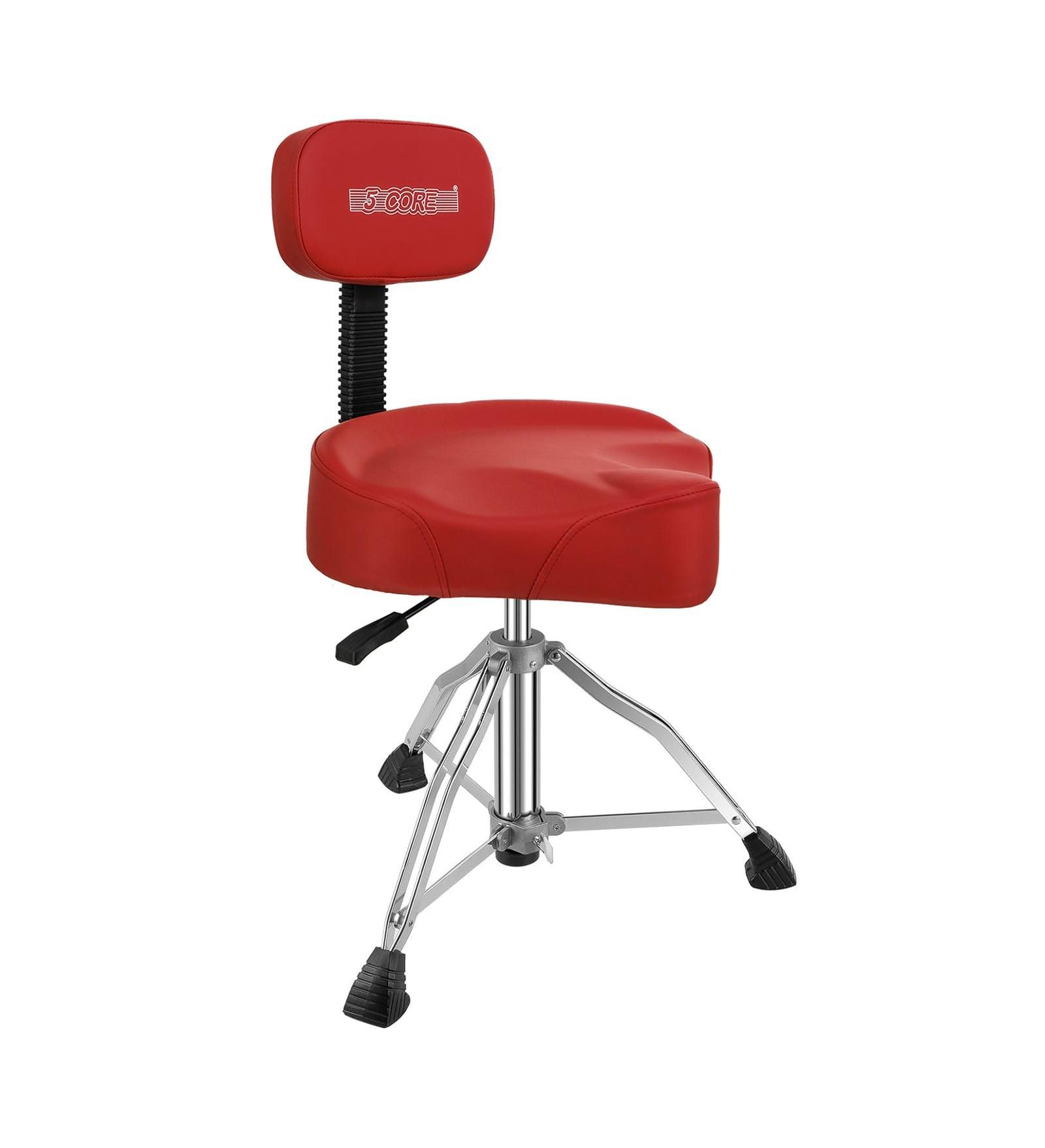 5 Core Drum Throne with Backrest Thick Padded Adjustable Guitar Stool Motorcycle Style Saddle Music Chair Seat for Adult Drummers