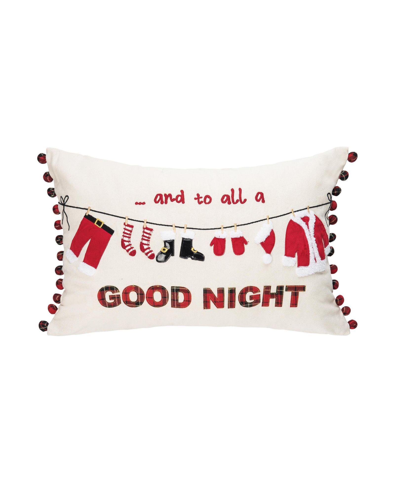 C&F Home Christmas Clothesline Embroidered Throw Pillow, 14" x 22"