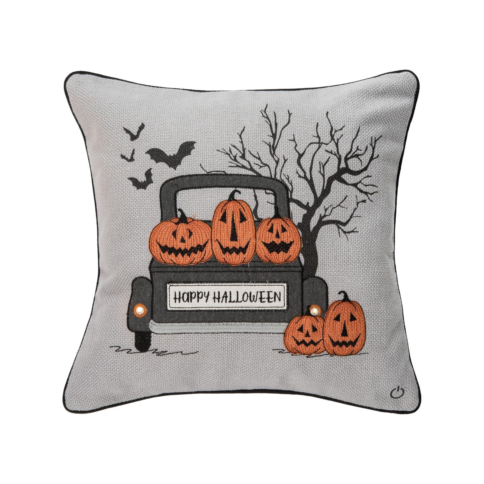 C&F Home Halloween Pickup Truck Accent Throw Pillow, 18" x 18" With Light-Up LED