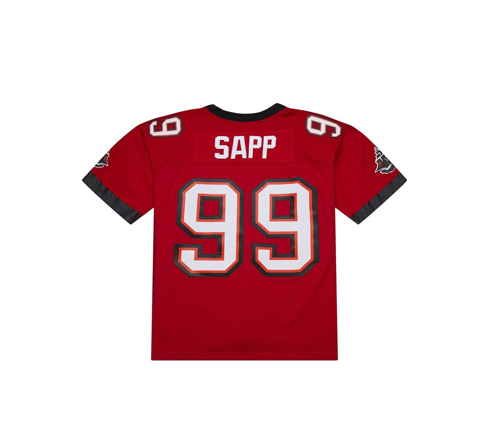 Мужская джерси Mitchell & Ness Warren Sapp Red Tampa Bay Buccaneers 2002 Legacy Replica