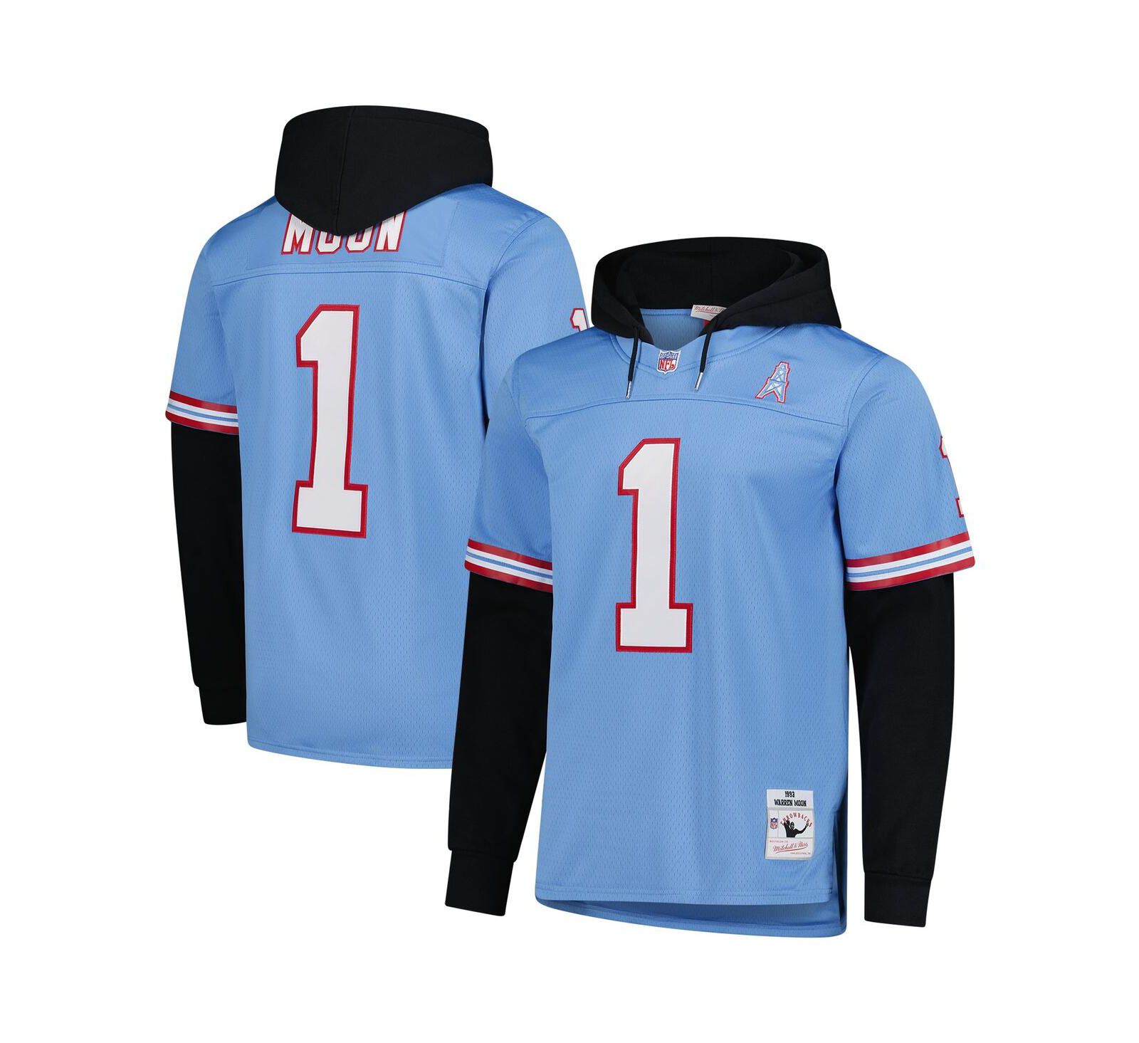 Мужское худи Mitchell & Ness Warren Moon Houston Oilers, голубое
