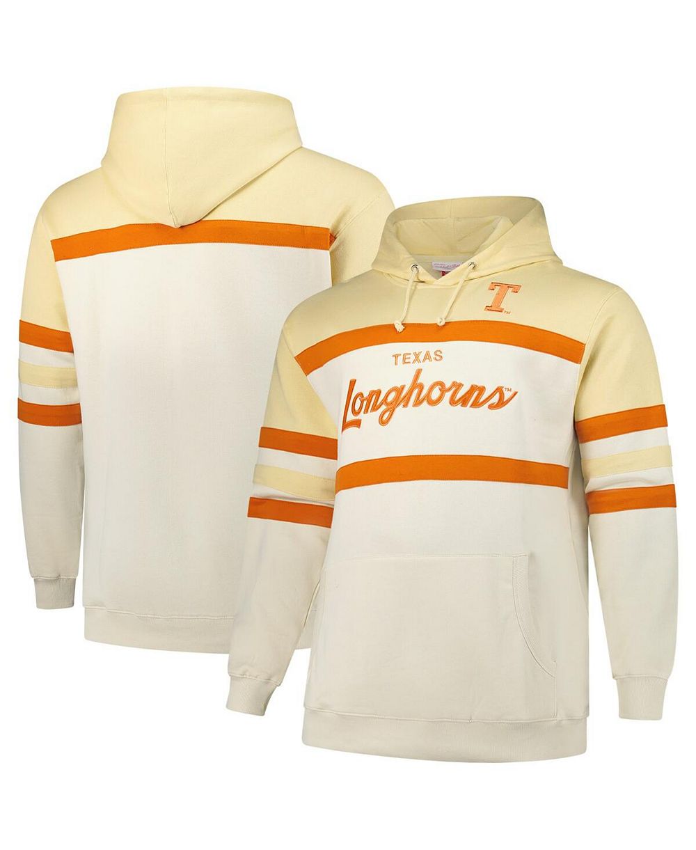 Мужское худи Mitchell & Ness Cream Texas Longhorns Big & Tall Head Coach Pullover Hoodie
