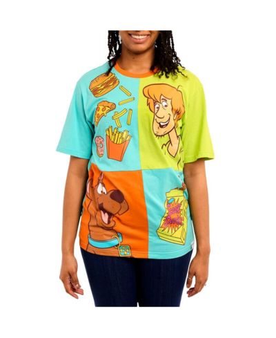 Мужская и женская футболка Loungefly Blue/Green Scooby-Doo Munchies Color Block
