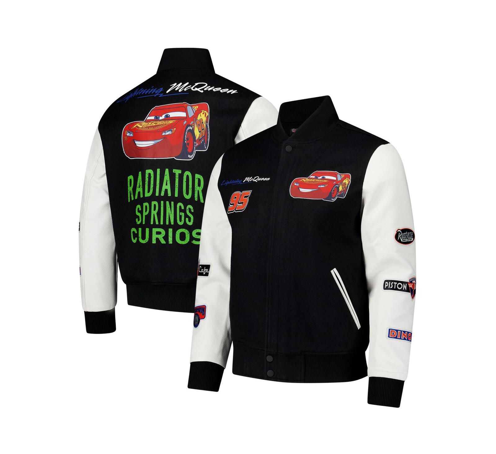 Freeze Max Men's Black/White Cars Radiator Full-Zip Varsity Jacket