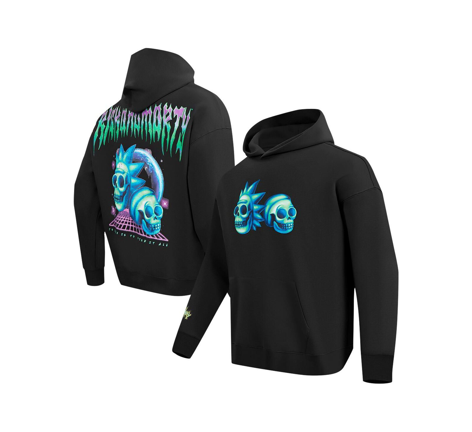 Мужское худи Freeze Max Rick And Morty Rockstar, свободный крой, черный