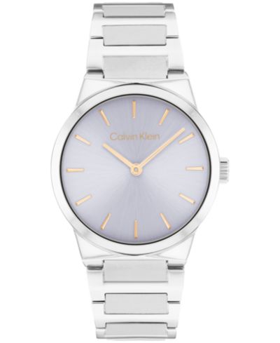 Calvin Klein Women's CK Linear Elegance Silver Tone Stainless Steel Bracelet Watch, 32mm