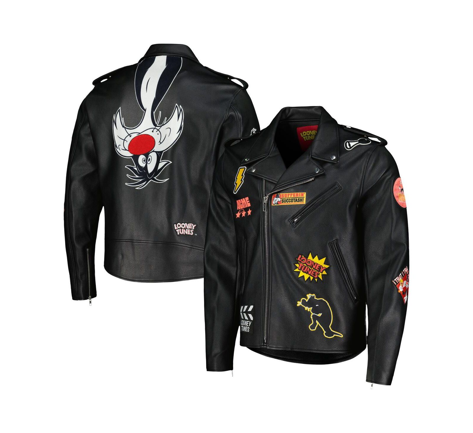 Мужская куртка на молнии Freeze Max Sylvester Black Looney Tunes Graphic Biker