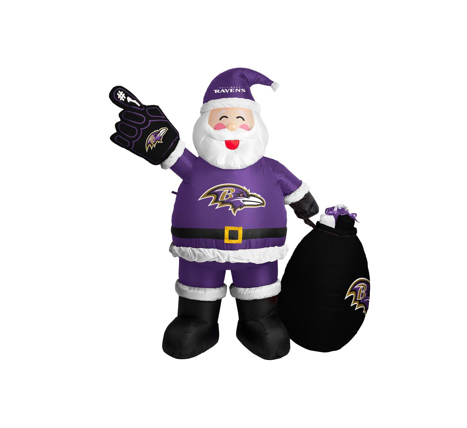 Logo Brands Baltimore Ravens 7' Inflatable Santa