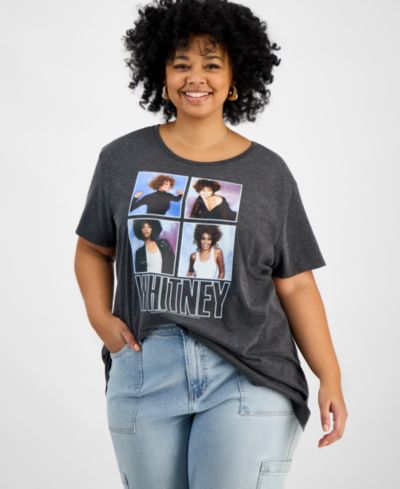 Hybrid Apparel Trendy Plus Size Cotton Whitney Houston Graphic Tee