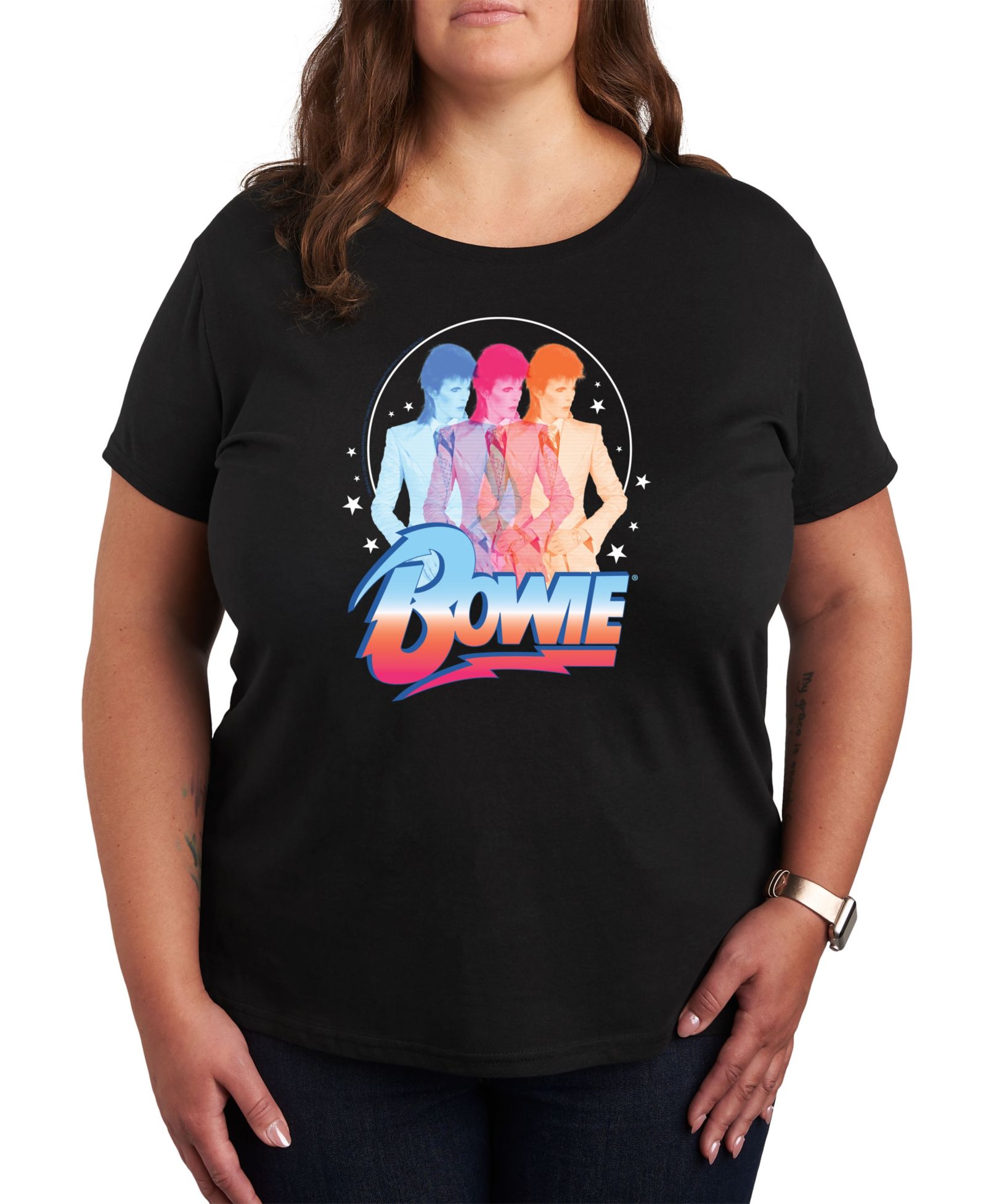 Hybrid Apparel Plus Size David Bowie Graphic Pullover T-shirt