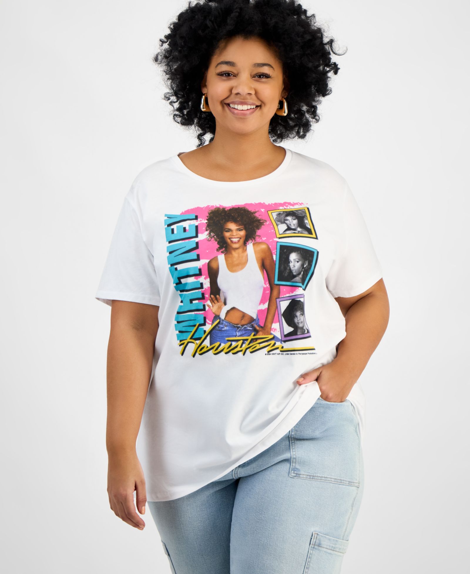 Hybrid Apparel Trendy Plus Size Cotton Whitney Houston Graphic Tee