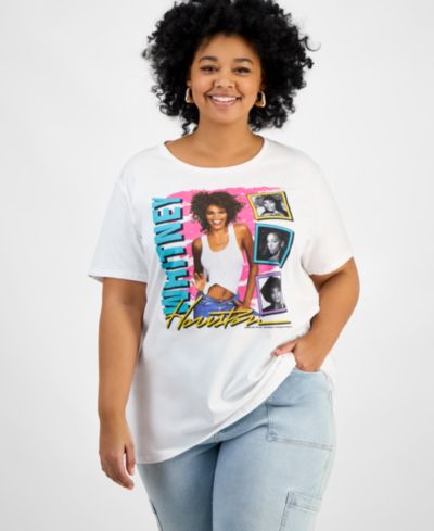 Hybrid Apparel Trendy Plus Size Cotton Whitney Houston Graphic Tee