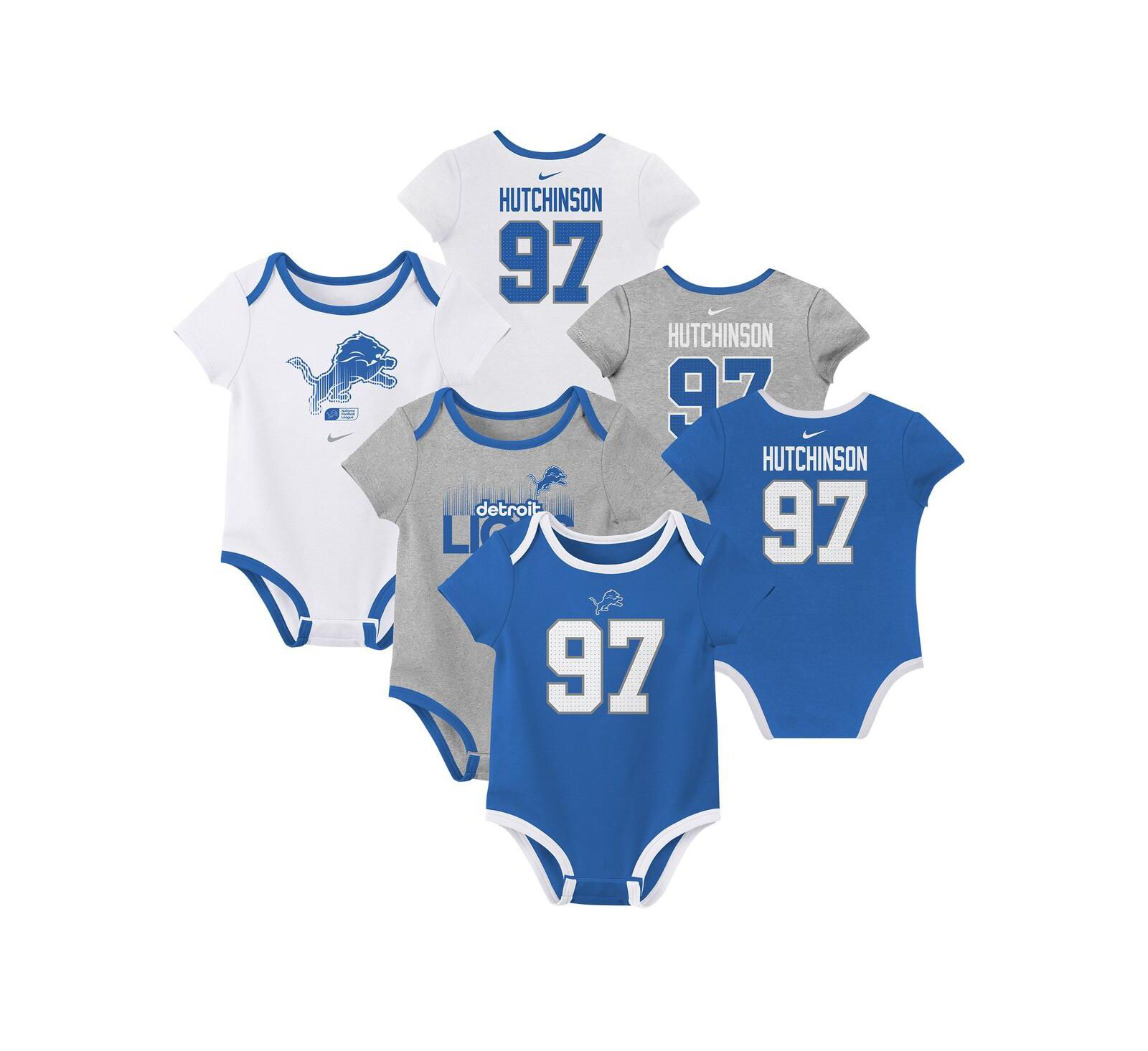 Детский комплект боди Nike Aidan Hutchinson Detroit Lions Name & Number 3-Pack